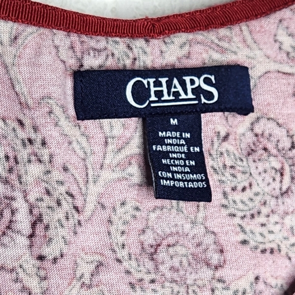 Chaps Patterned Ruffle-Neck Top - Picture 3 of 4